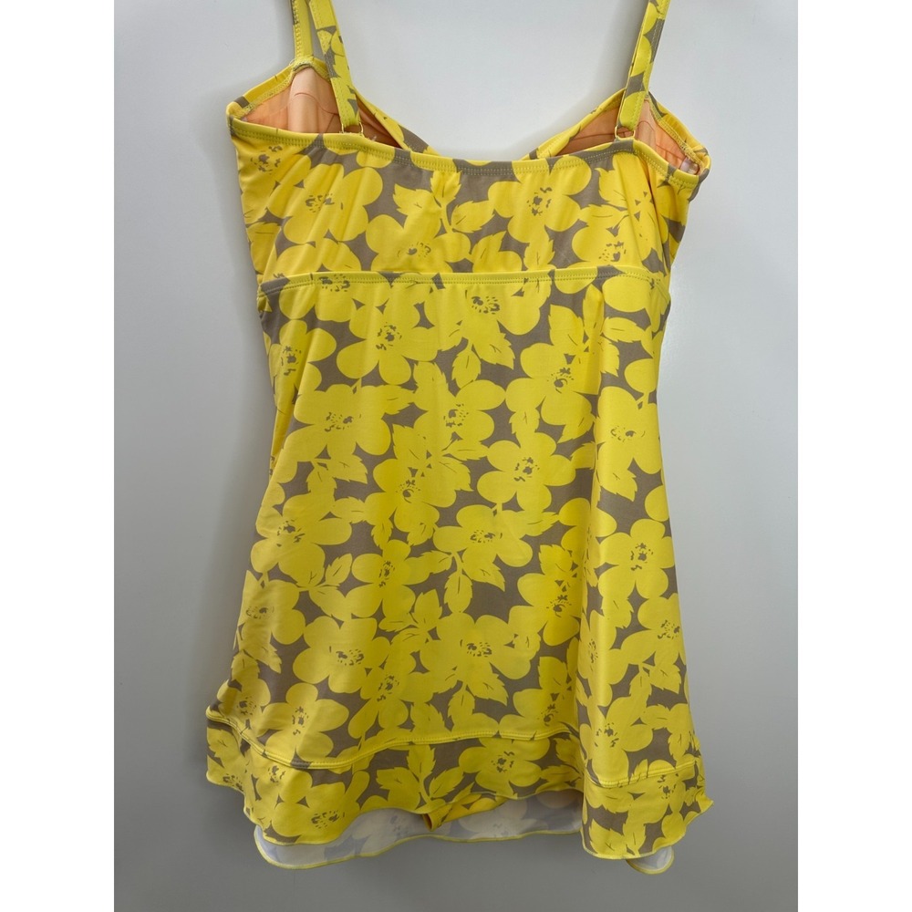 Shore Shapes Swimwear Yellow Floral Ruched Swim Dress Womens Size 14 Resort Vaca - Picture 9 of 16
